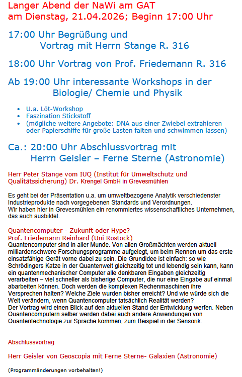 Programm Langer Abend der NaWi